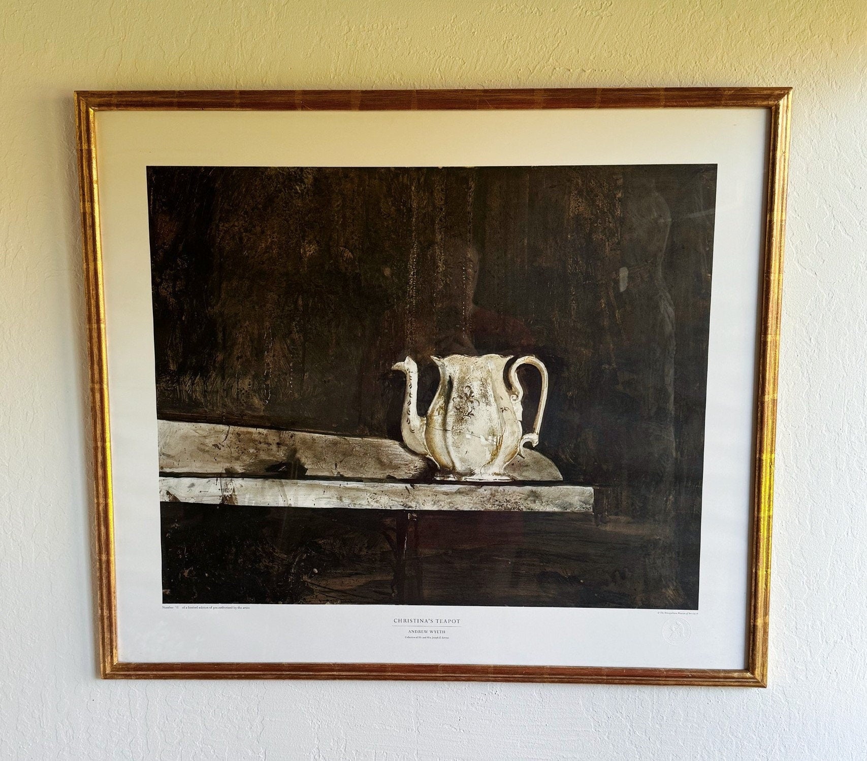 1976 Andrew Wyeth Limited Edition Collotype: “Christina's Teapot", Framed
