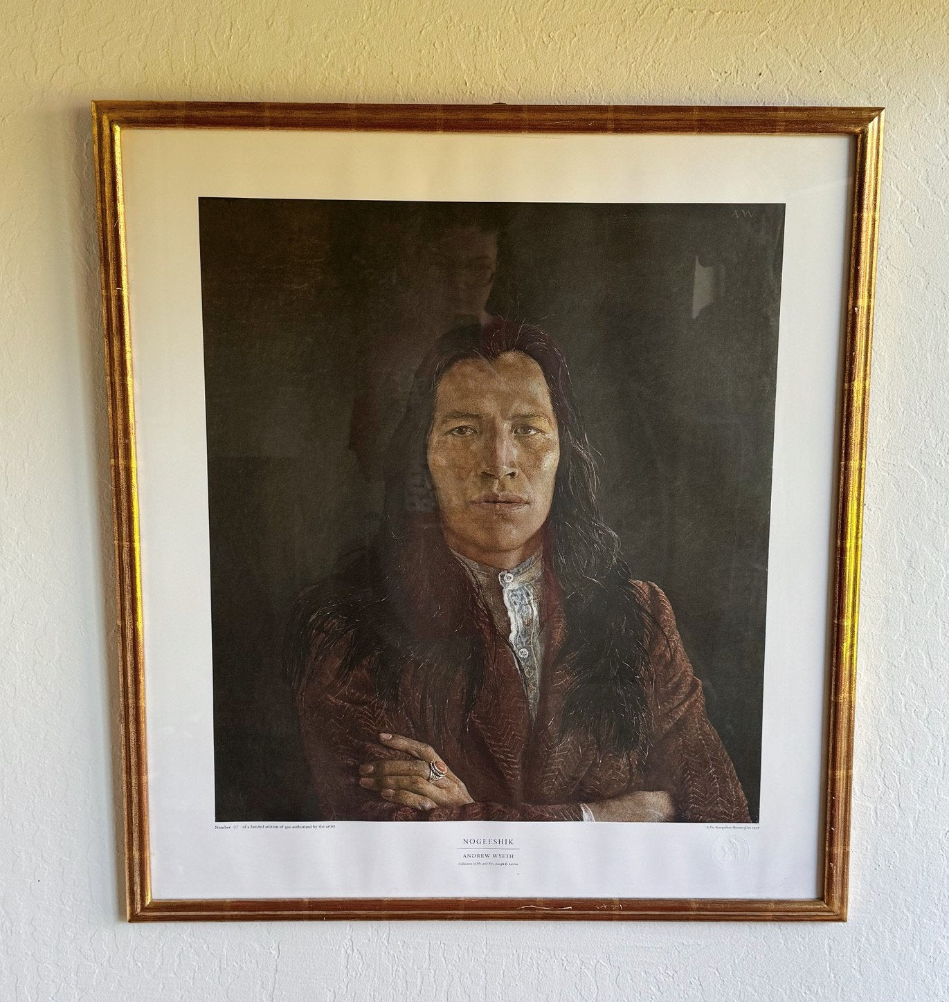 1976 Andrew Wyeth Limited Edition Collotype: “Nogeeshik”, Framed