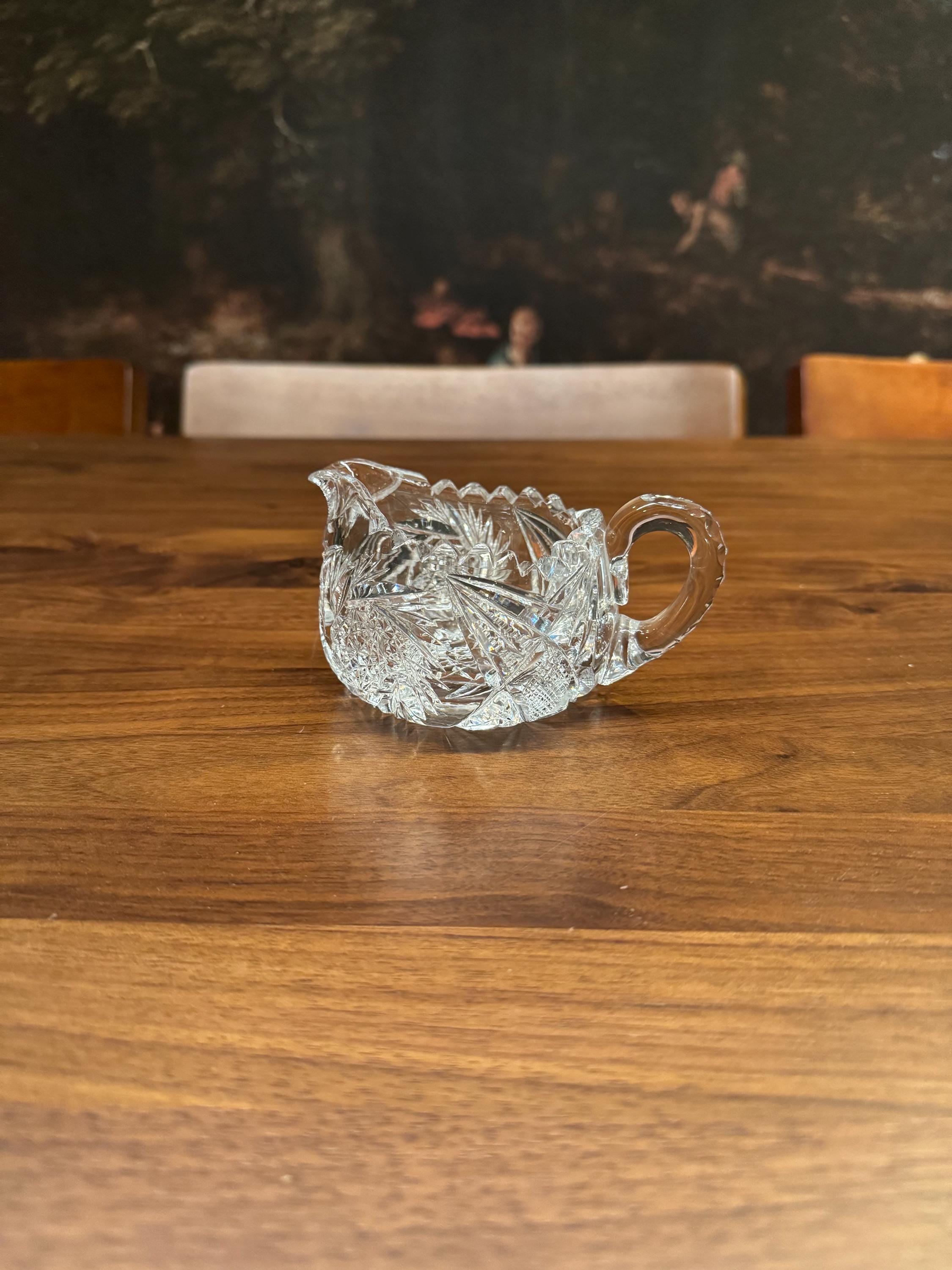 American Brilliant Period Crystal Handled Creamer