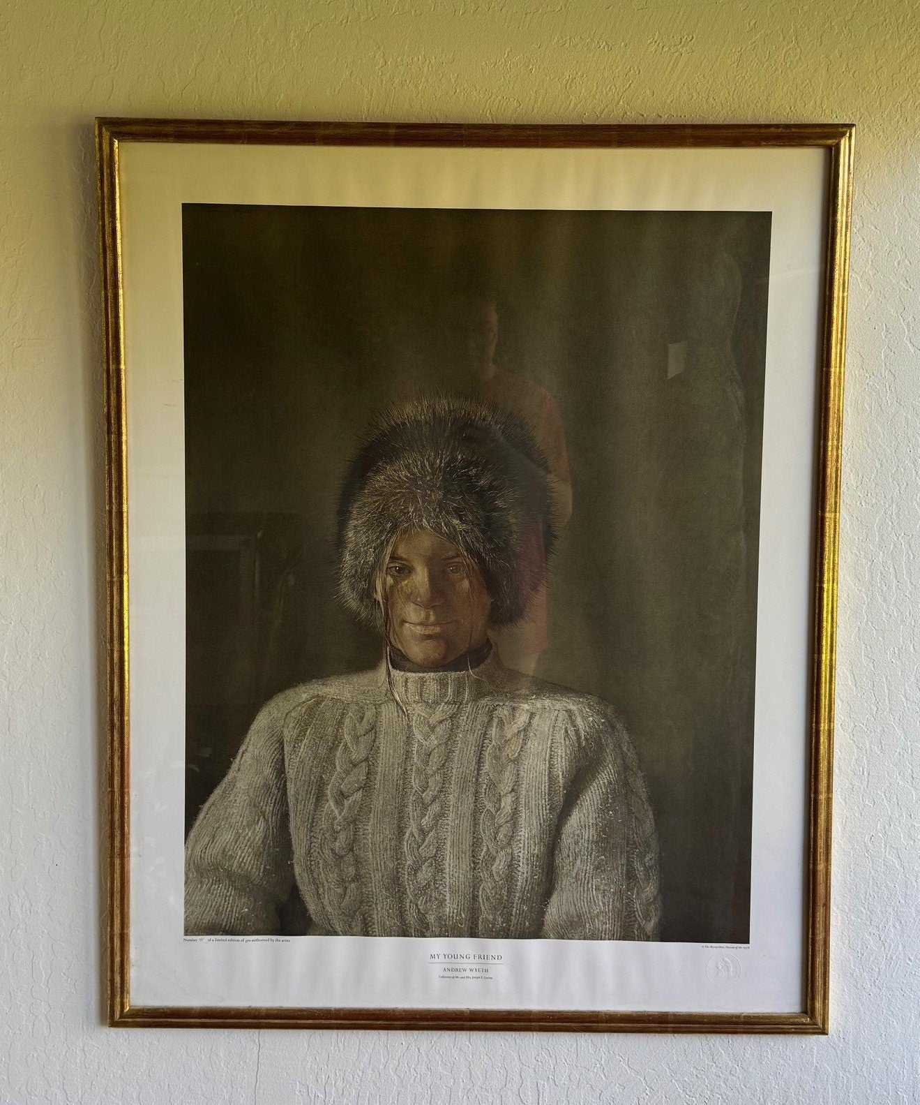 1976 Andrew Wyeth Limited Edition Collotype: “My Young Friend”, Framed