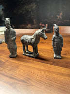 Vintage Terracotta Warrior Figurines – Set of 3 (2 Soldiers + 1 Horse) – Qin Dynasty Replicas