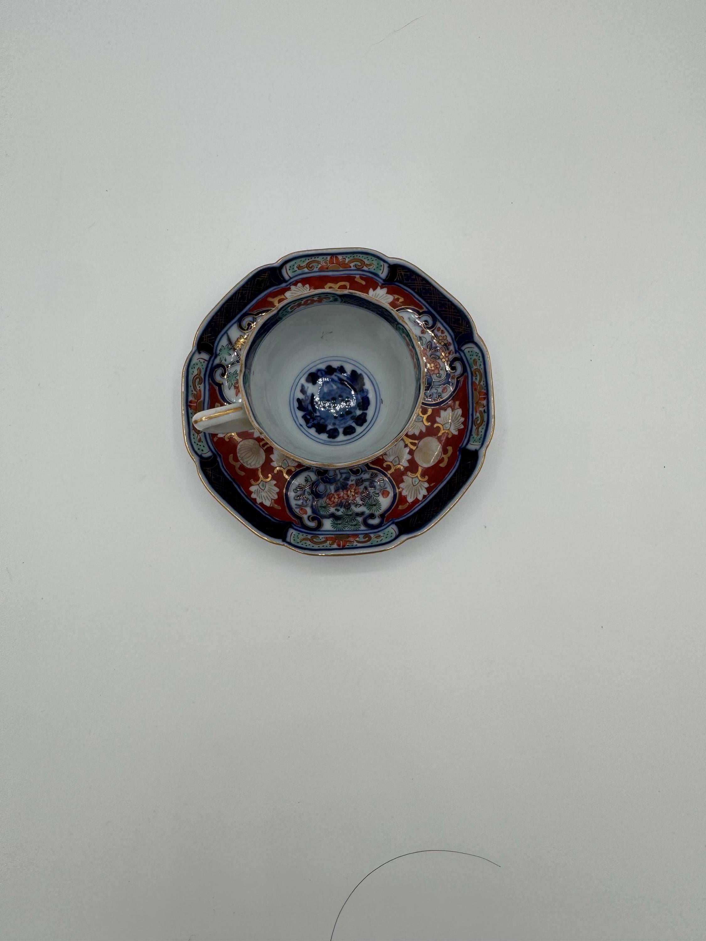 Antique Japanese Arita Imari Porcelain Tea Cup & Saucer Set | Chenghua Mark