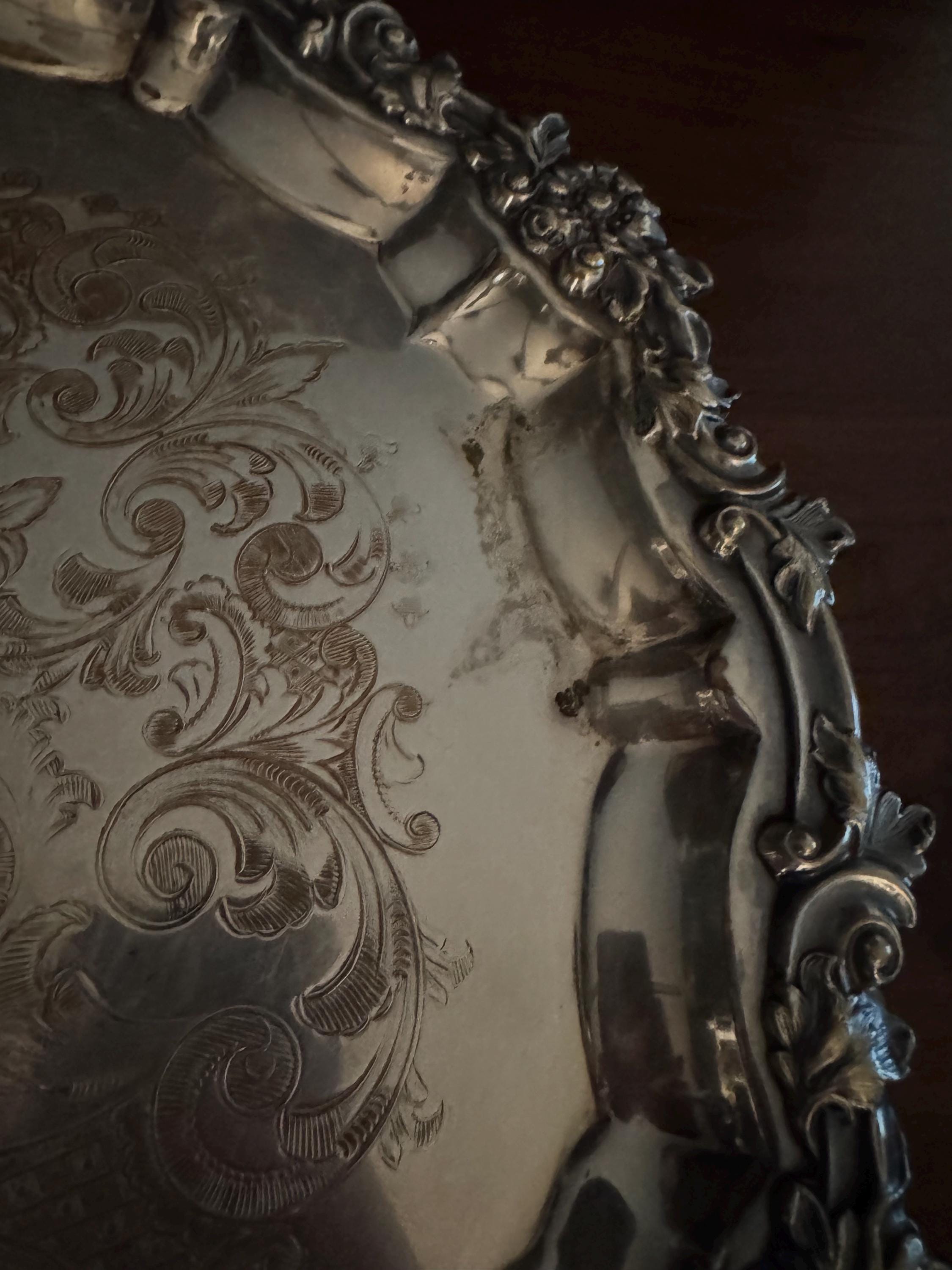 Antique Sheffield Reproduction Silver on Copper Tray