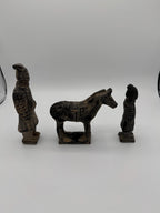 Vintage Terracotta Warrior Figurines – Set of 3 (2 Soldiers + 1 Horse) – Qin Dynasty Replicas