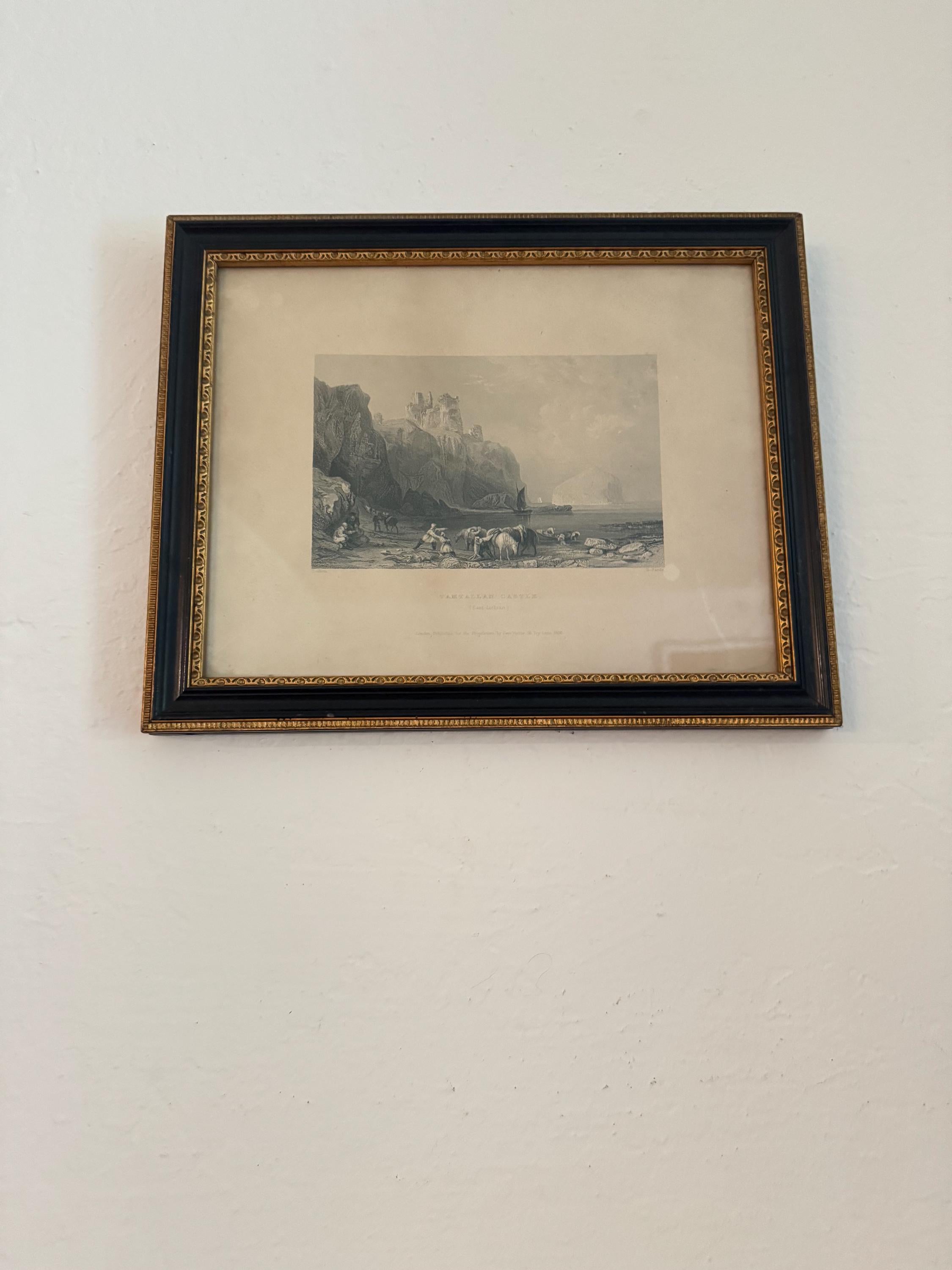 Antique Etching of Tantallon Castle – Thomas Allom & R. Sands – Framed 19th Century Engraving