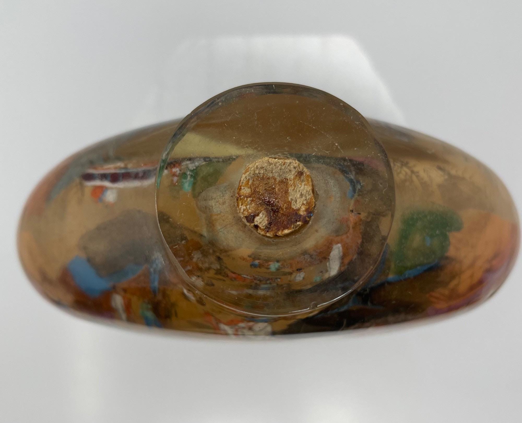 Large Antique Chinese Reverse-Painted Snuff Bottle – Early 1900s Hand-Painted Scene