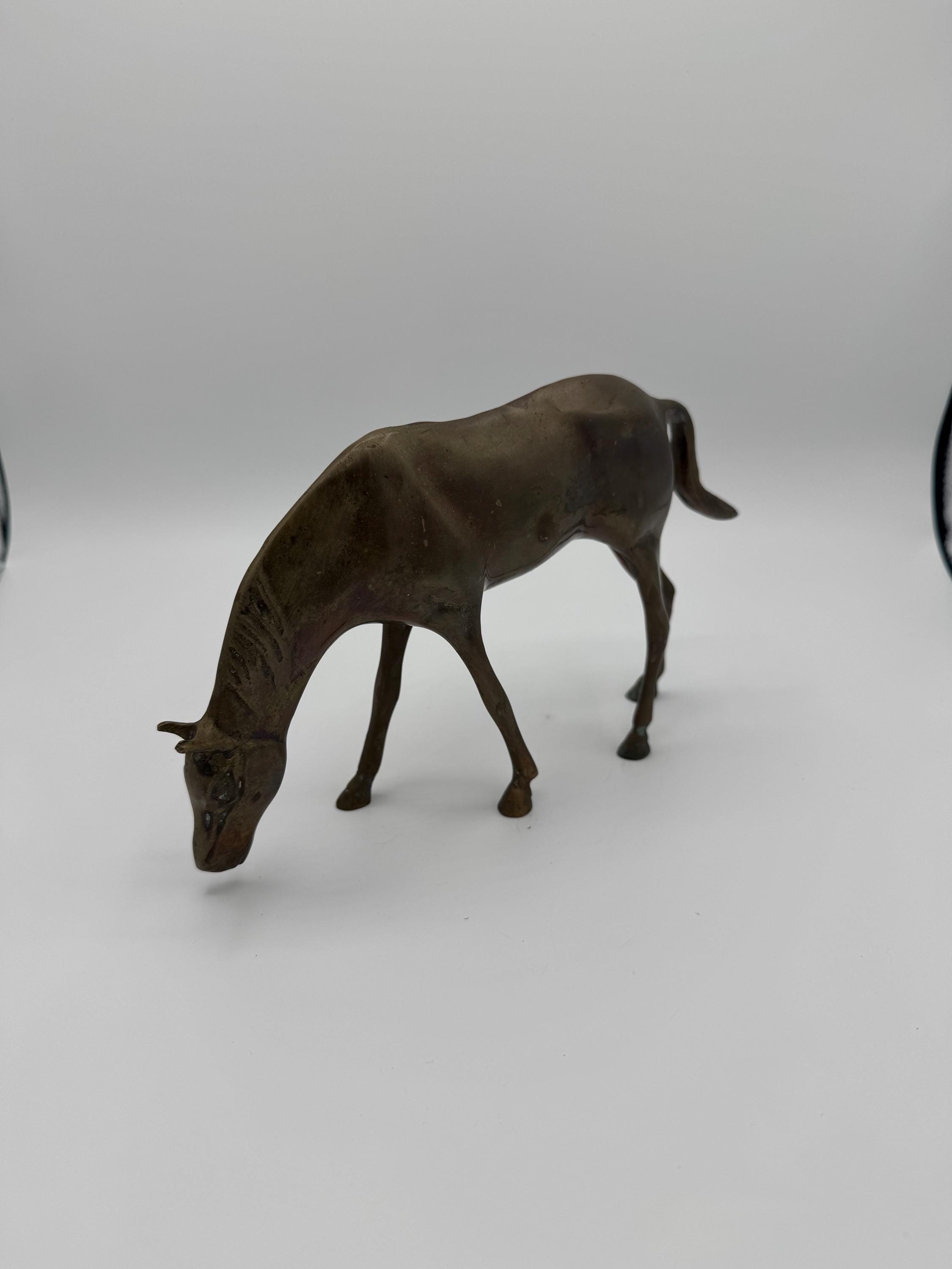 Vintage Bronze Horse Figurine – Grazing Pose