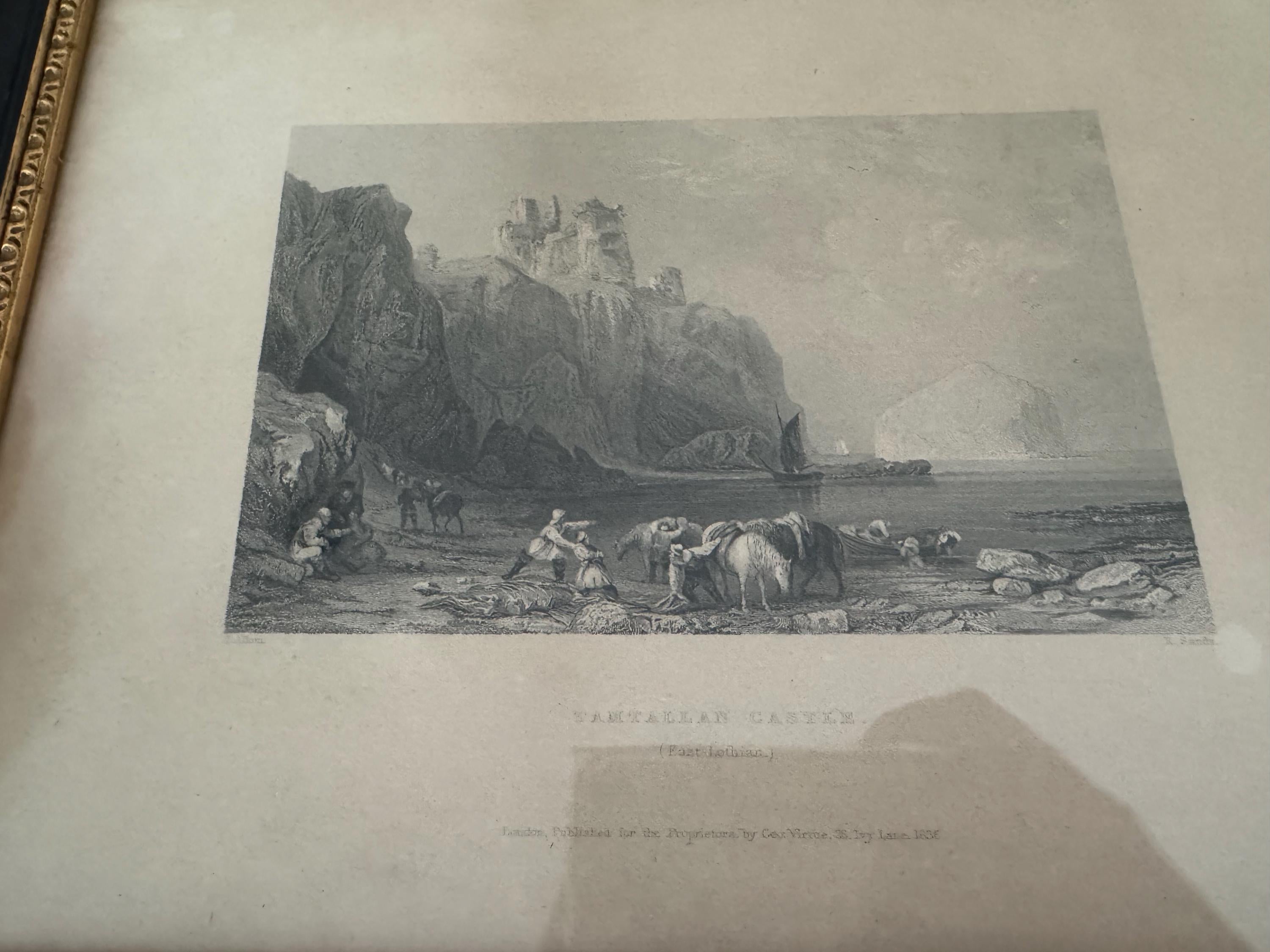Antique Etching of Tantallon Castle – Thomas Allom & R. Sands – Framed 19th Century Engraving