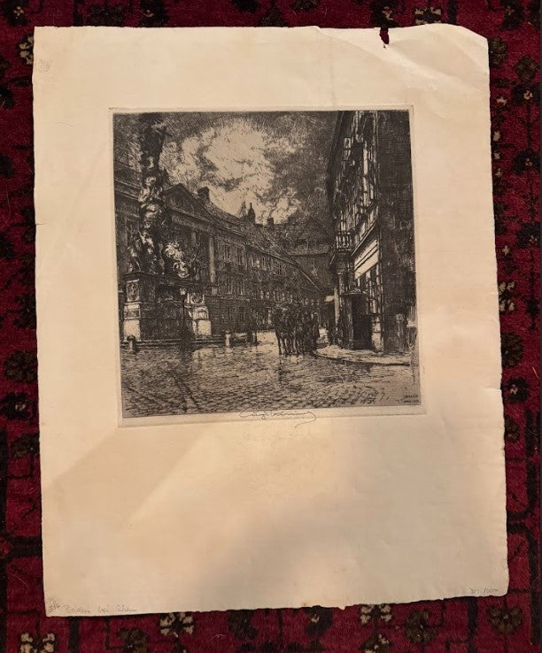 Hauptplatz, Baden bei Wien (Baden near Vienna), Artist Proof, April 1918