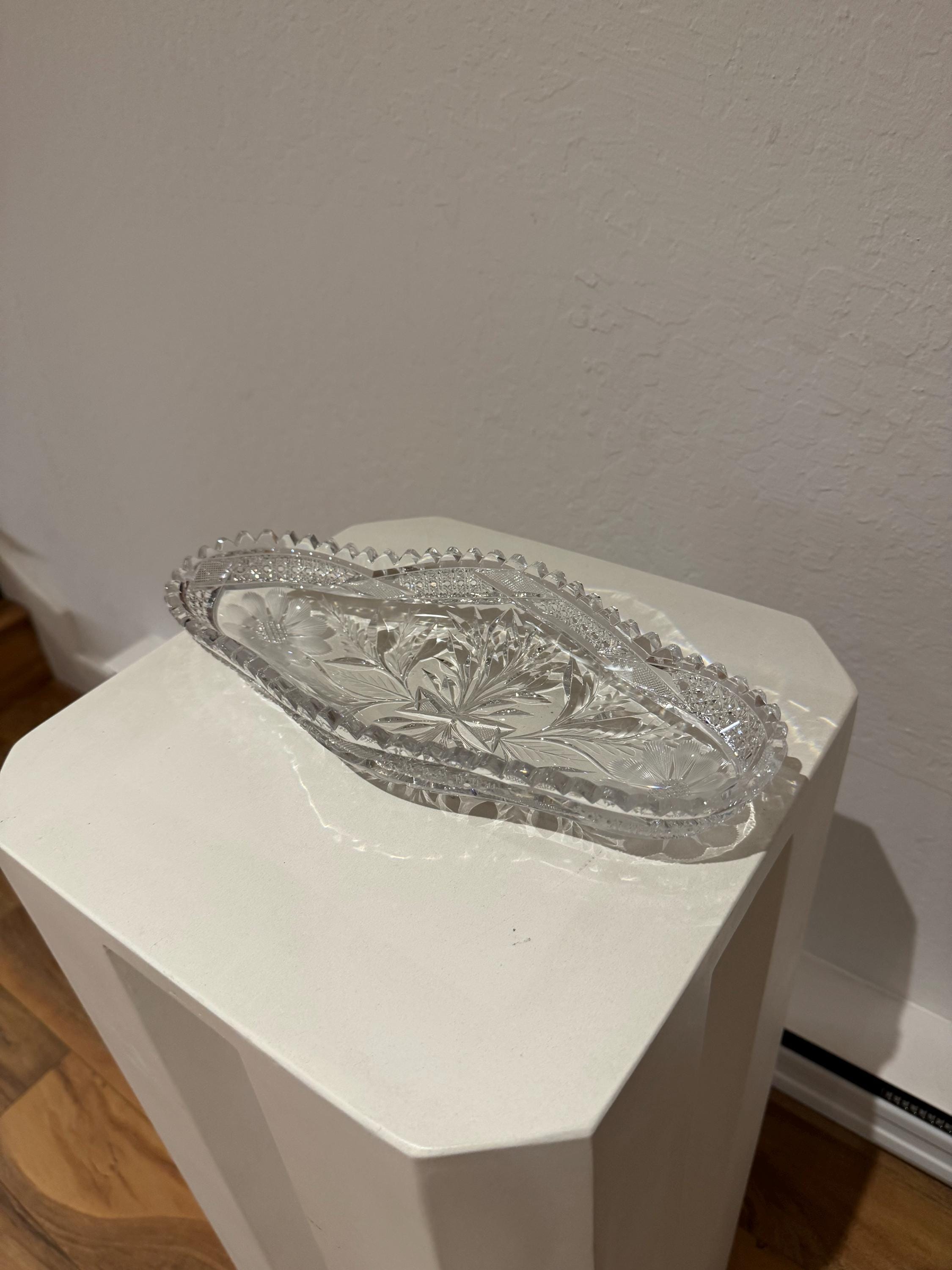 American Brilliant Period Crystal Decorative Relish Dish