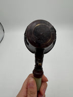 Antique Chinese Cast Iron Silk Iron with Jade and Wood Handle – Exquisite Collectible Piece [SS]