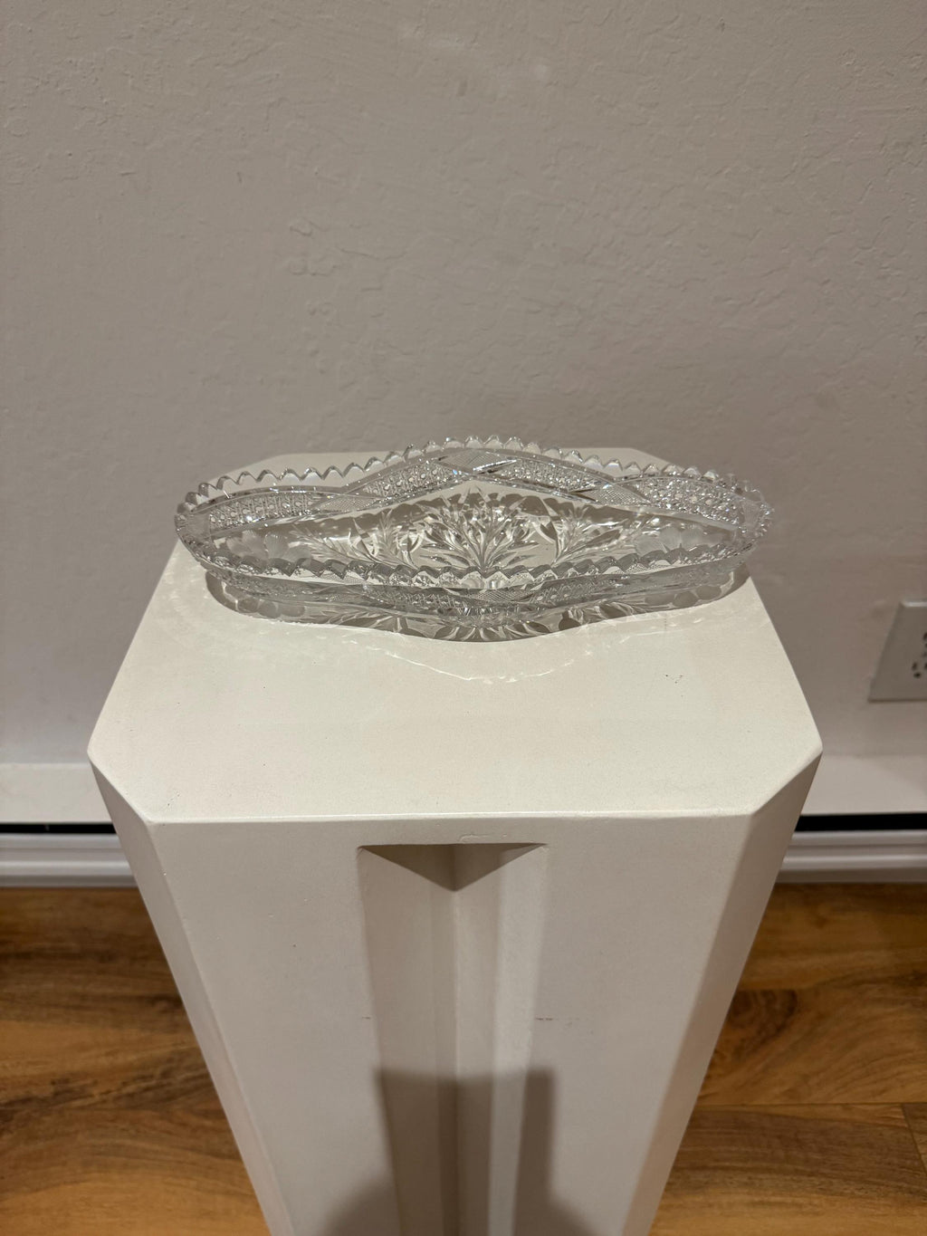 American Brilliant Period Crystal Decorative Relish Dish
