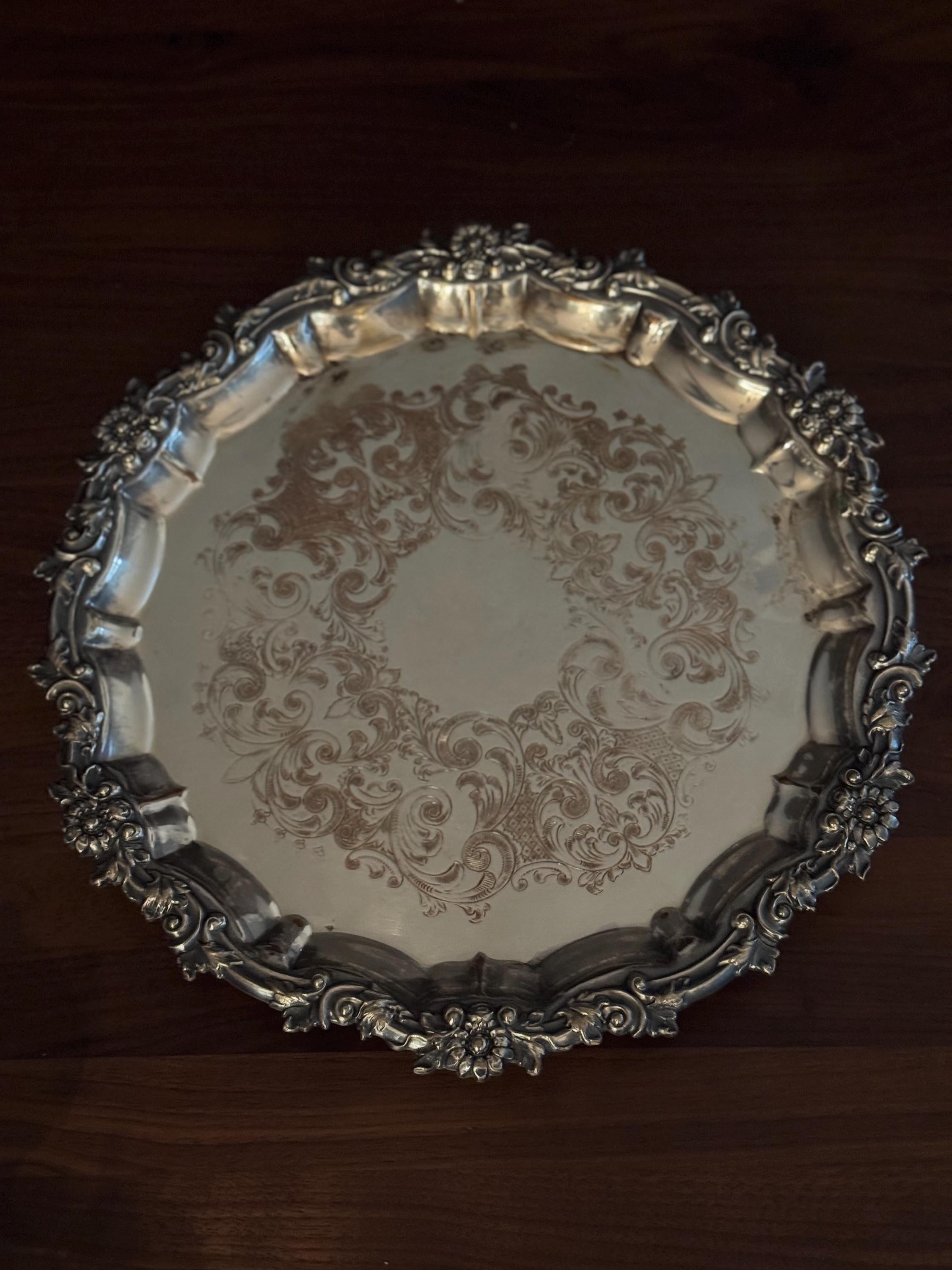 Antique Sheffield Reproduction Silver on Copper Tray