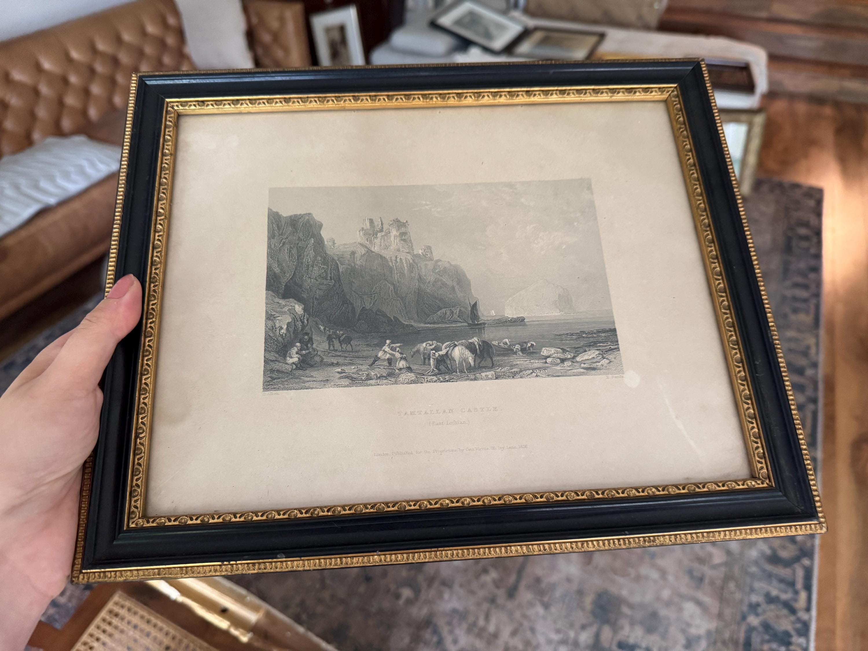 Antique Etching of Tantallon Castle – Thomas Allom & R. Sands – Framed 19th Century Engraving