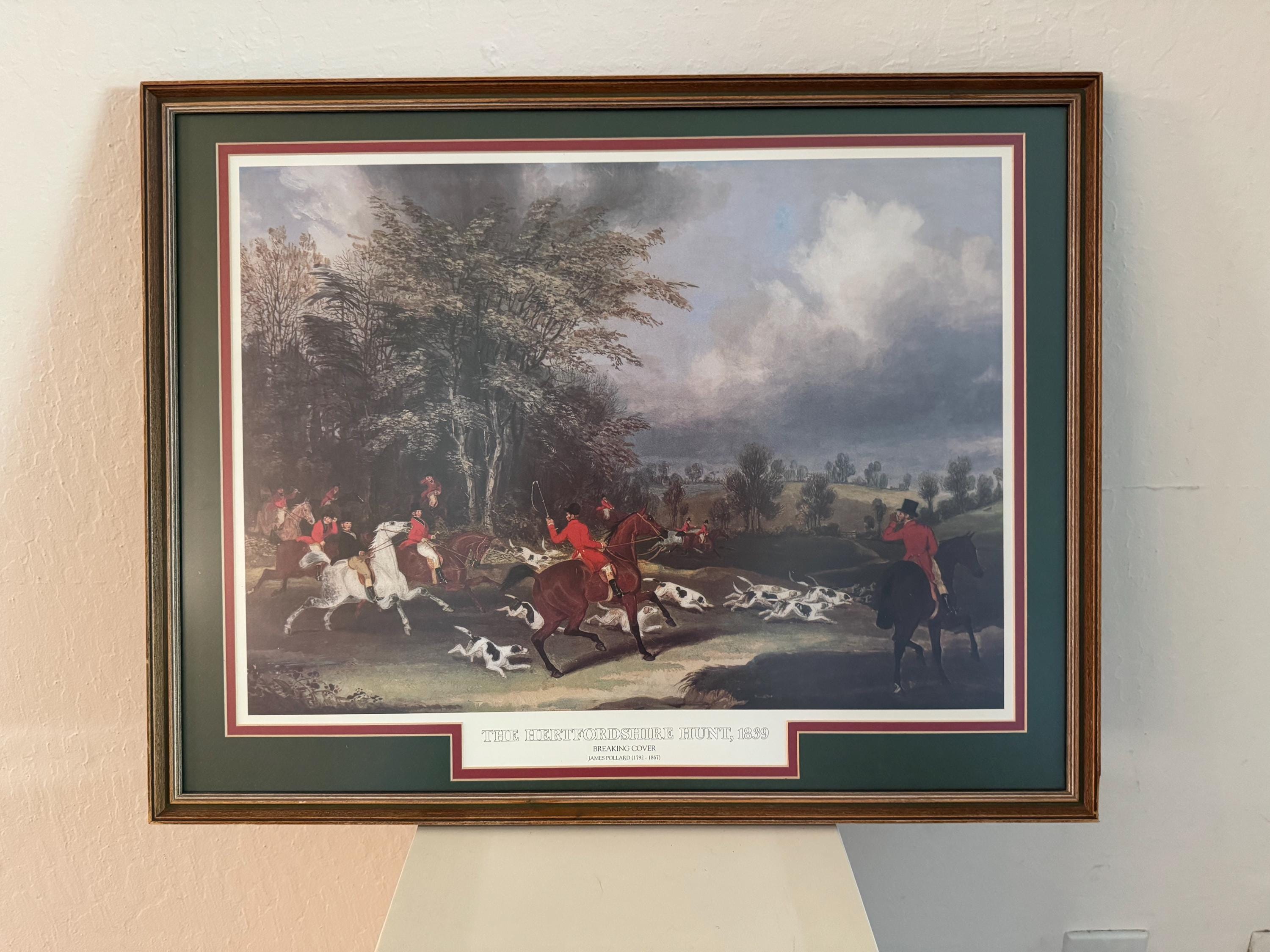 Framed Vintage Print: “The Hertfordshire Hunt, 1839” by James Pollard