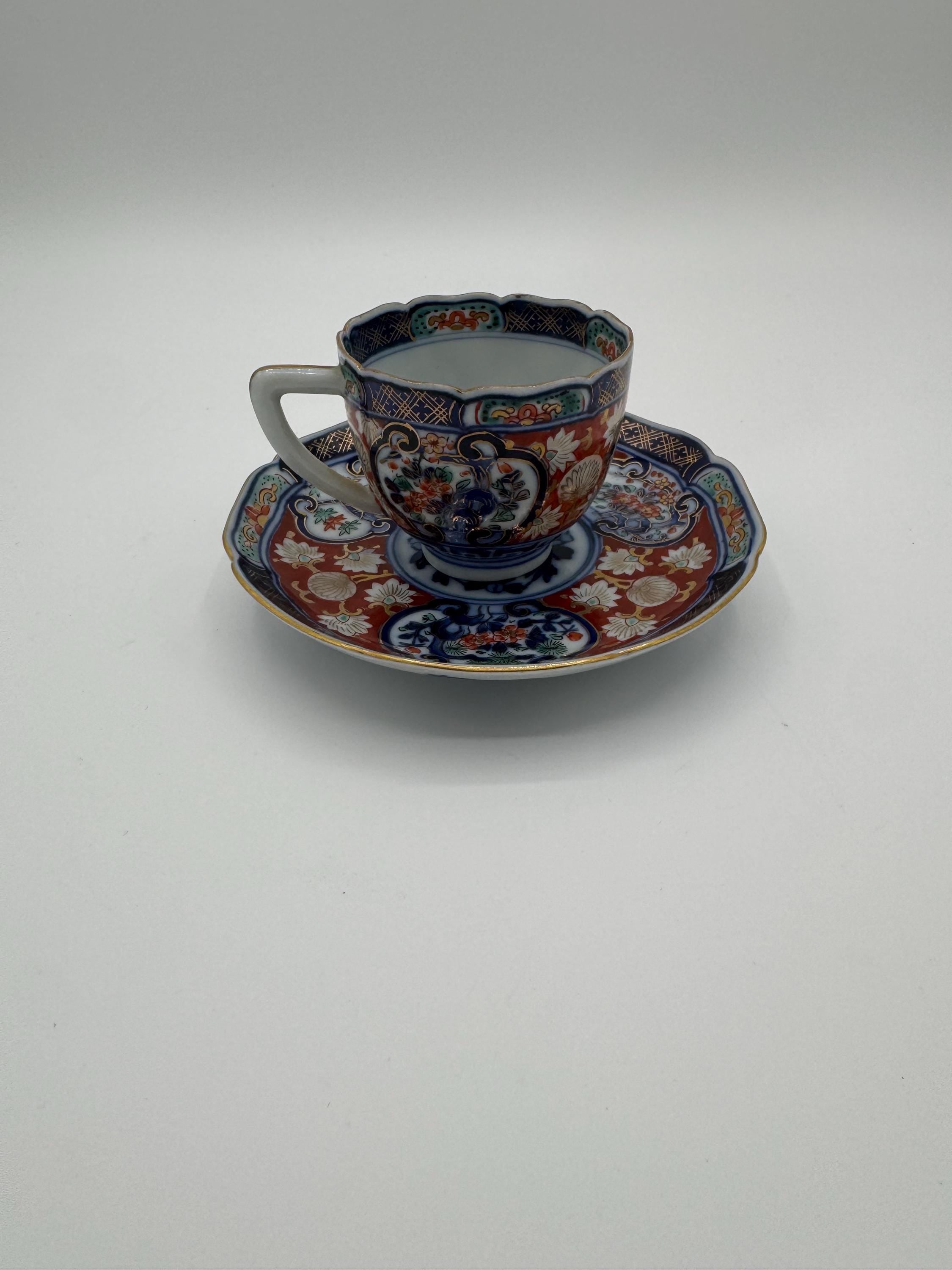 Antique Japanese Arita Imari Porcelain Tea Cup & Saucer Set | Chenghua Mark