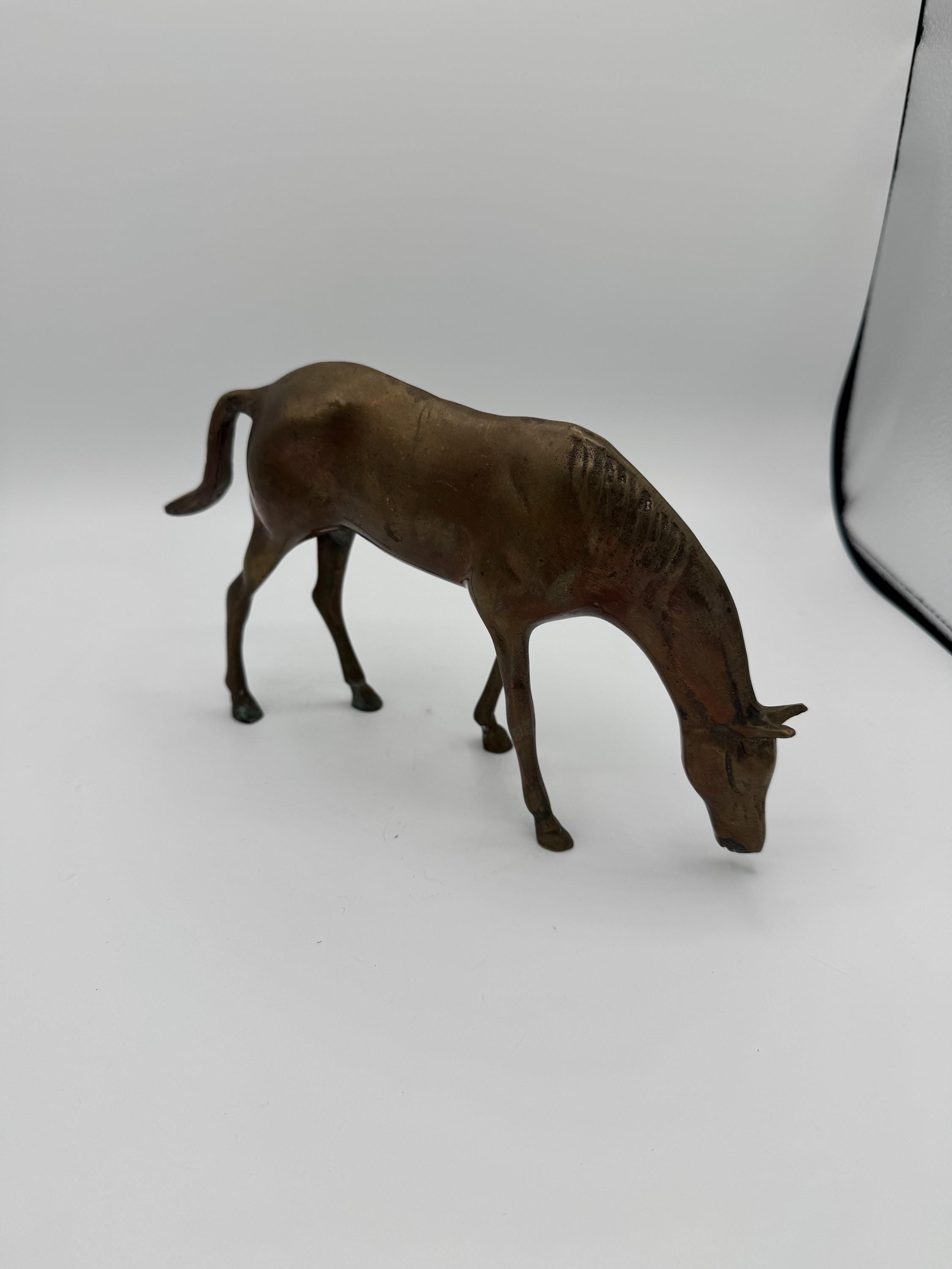 Vintage Bronze Horse Figurine – Grazing Pose
