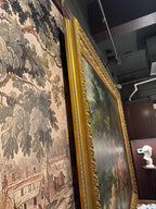 Monumental Dutch Still Life Oil Painting by W. Honner with Fruit & Roses in Gilt Frame