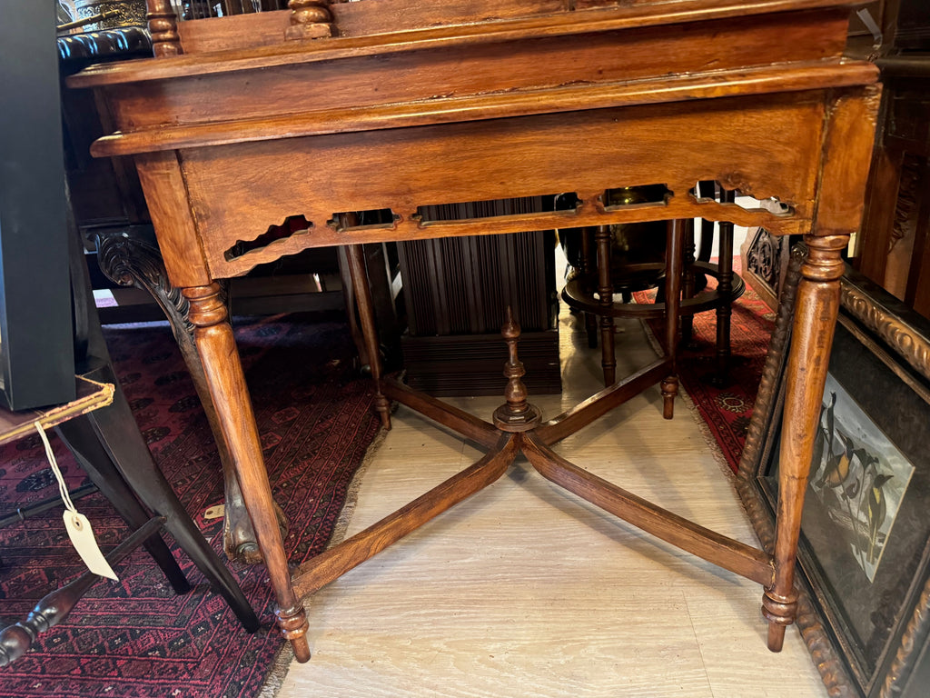 Monumental Antique Handcrafted Walnut Cathedral Bird Cage on Stand
