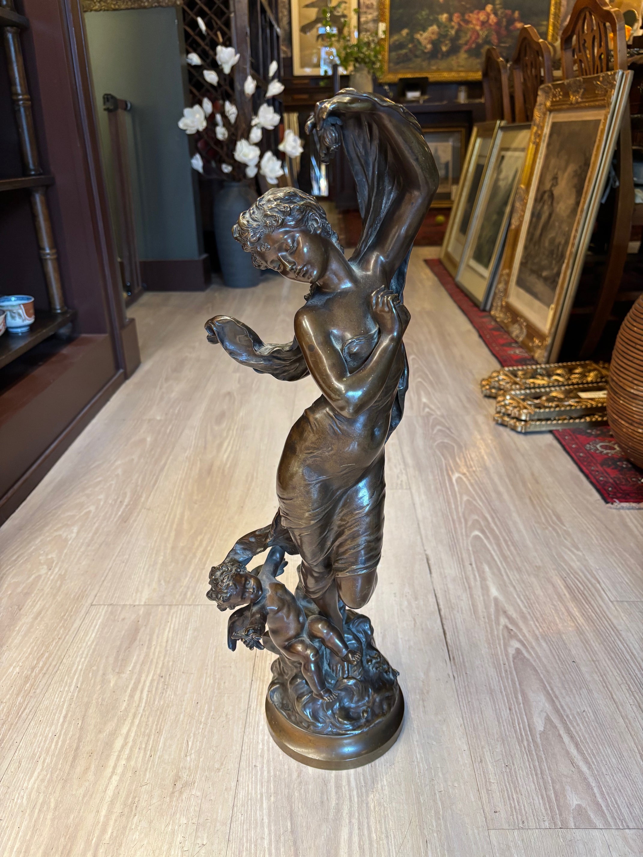 Hippolyte François Moreau “Crépuscule” Patinated Bronze Sculpture, ca. 1857 [JB]