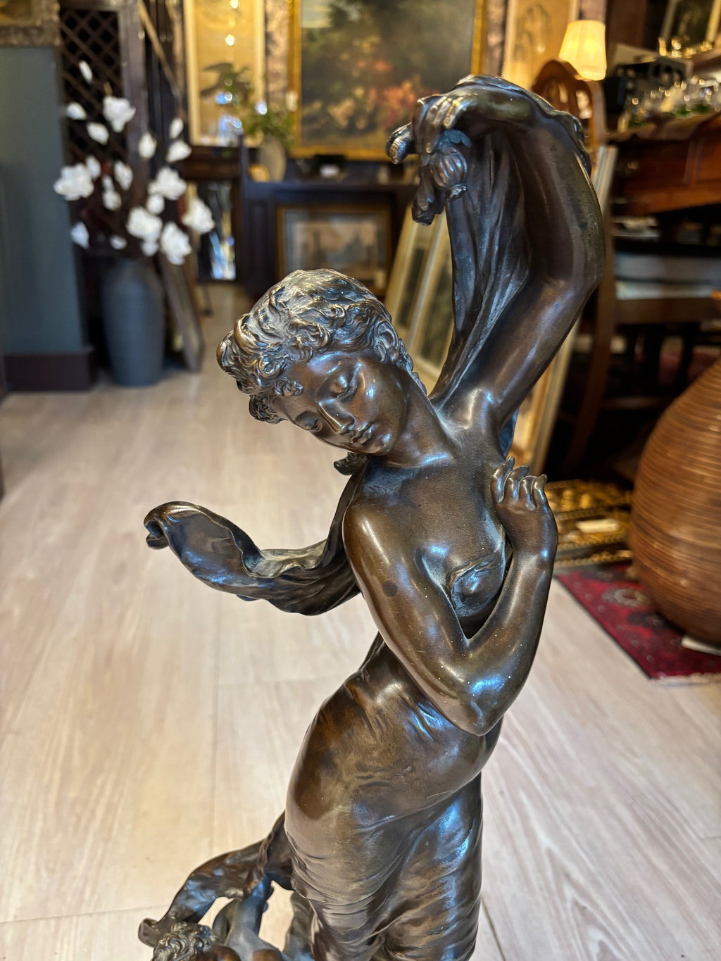 Hippolyte François Moreau “Crépuscule” Patinated Bronze Sculpture, ca. 1857 [JB]