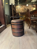 Pair of Antique Chinese Wedding Nesting Baskets in Wicker & Bamboo with Iron Handles