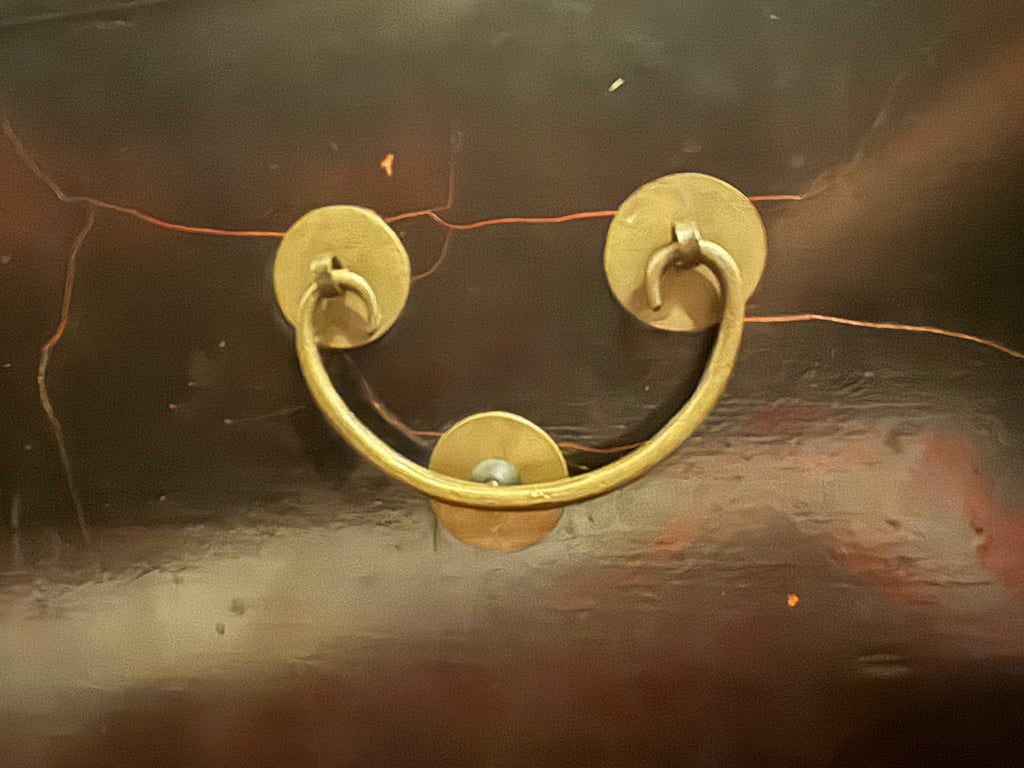 19th Century Chinese Black Lacquer Wedding Trunk with Hand Painted Peony Motifs [MM]