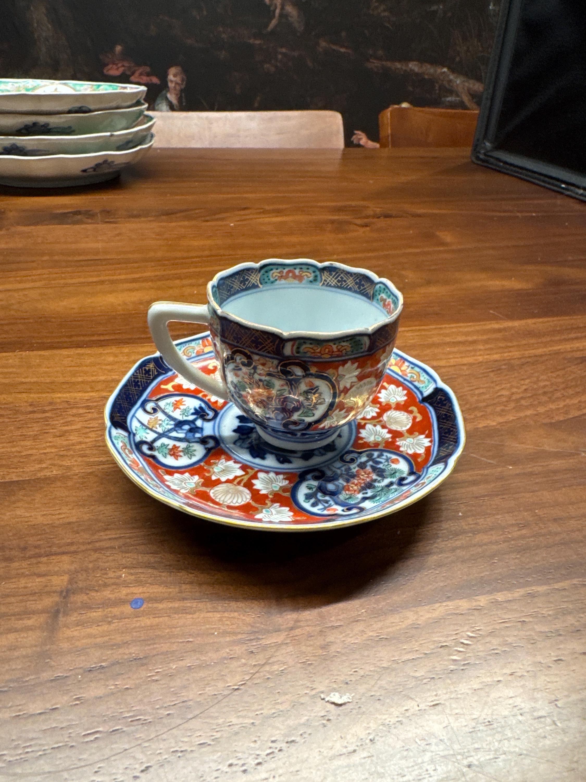 Antique Japanese Arita Imari Porcelain Tea Cup & Saucer Set | Chenghua Mark