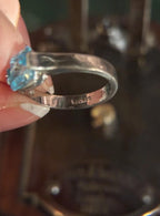 Vintage Sterling Silver & Aquamarine Ring – Size 9 [KF]