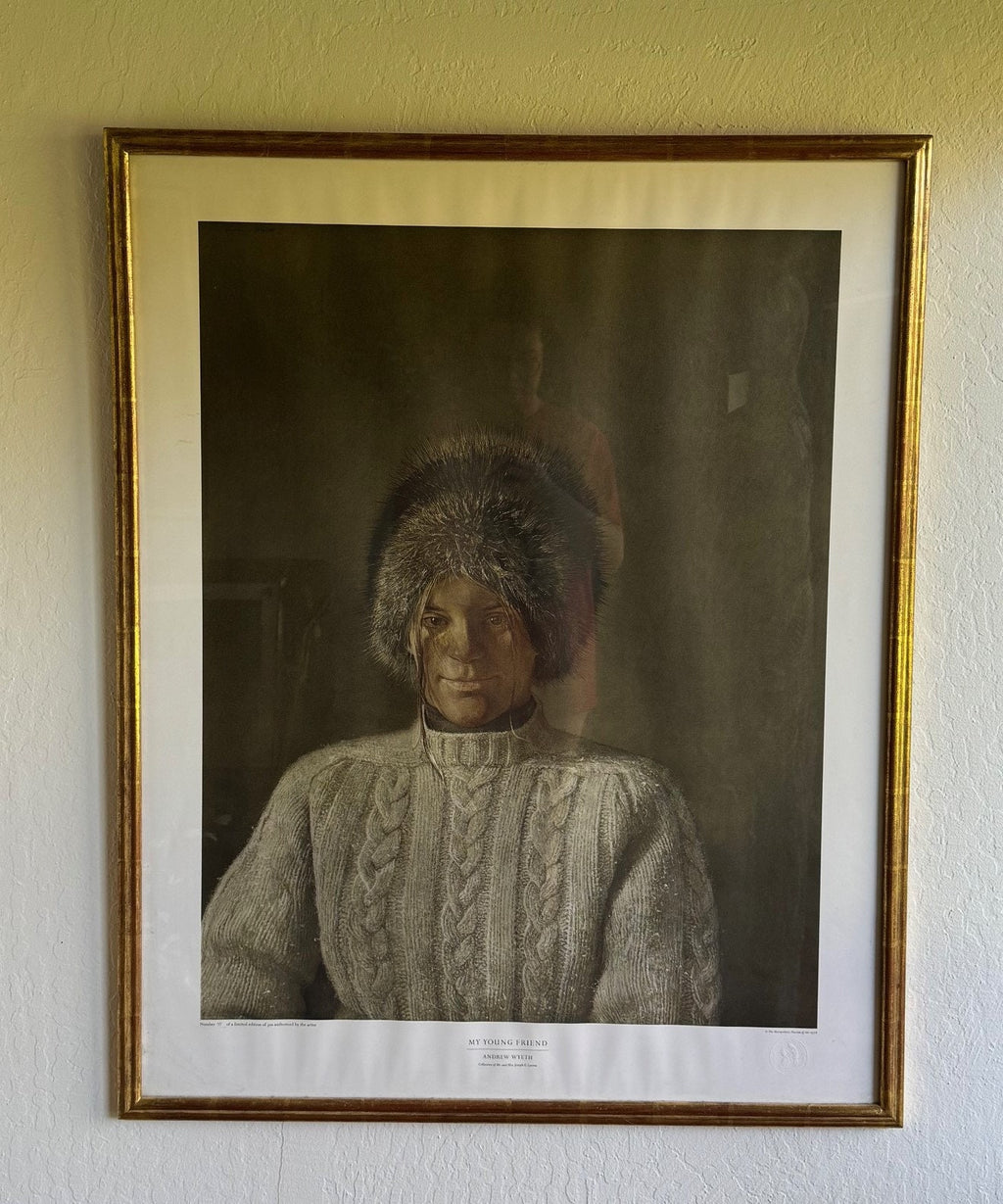1976 Andrew Wyeth Limited Edition Collotype: “My Young Friend”, Framed