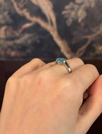 Vintage Sterling Silver & Aquamarine Ring – Size 9 [KF]