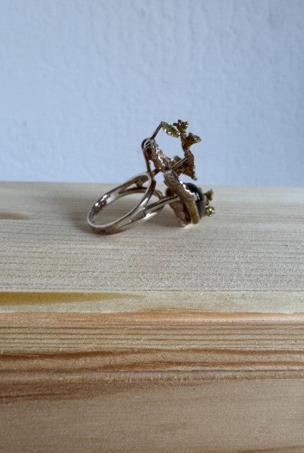 Botanical Cast Amber Ring (Gold Vermeil) Size 8 [CG]