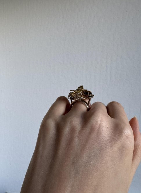 Botanical Cast Amber Ring (Gold Vermeil) Size 8 [CG]