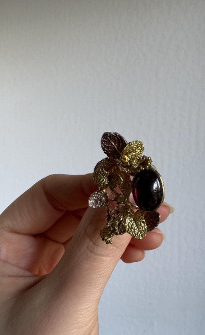 Botanical Cast Amber Ring (Gold Vermeil) Size 8 [CG]