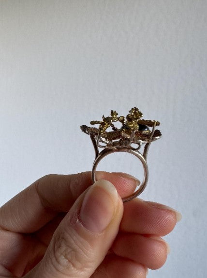 Botanical Cast Amber Ring (Gold Vermeil) Size 8 [CG]
