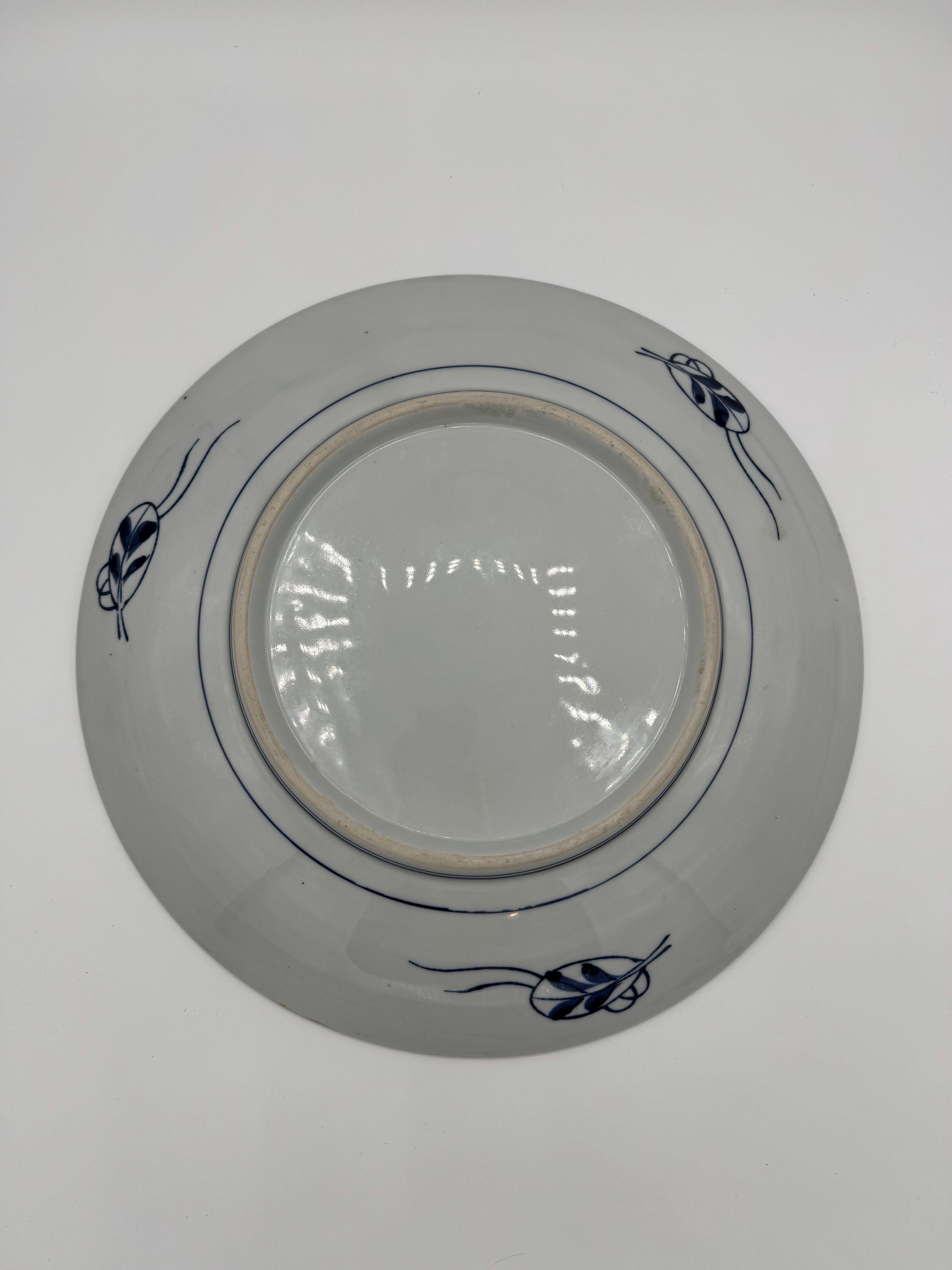 Antique Hand-Painted Imari Porcelain Charger – 11” Diameter – Rich Cobalt Blues, Deep Reds & Gilding
