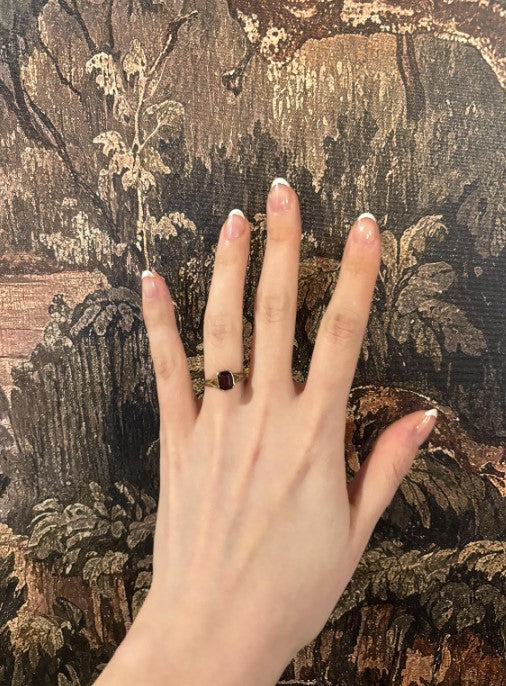 Antique Victorian 10k Gold Rhodolite Garnet Ring – Size 6 – Emerald Cut Stone