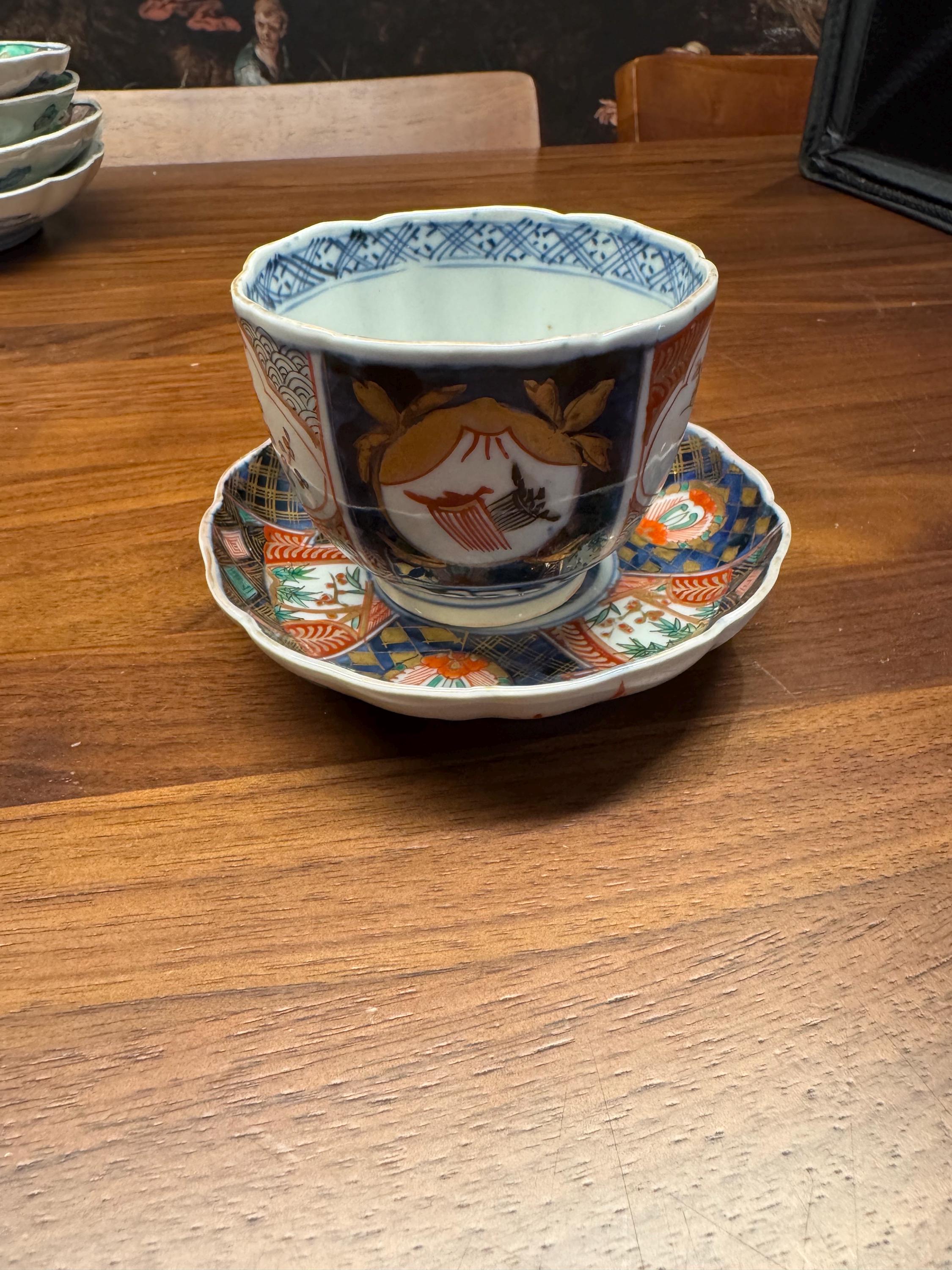 Antique Japanese Imari Porcelain Tea Cup & Saucer Set | Edo-Meiji Period