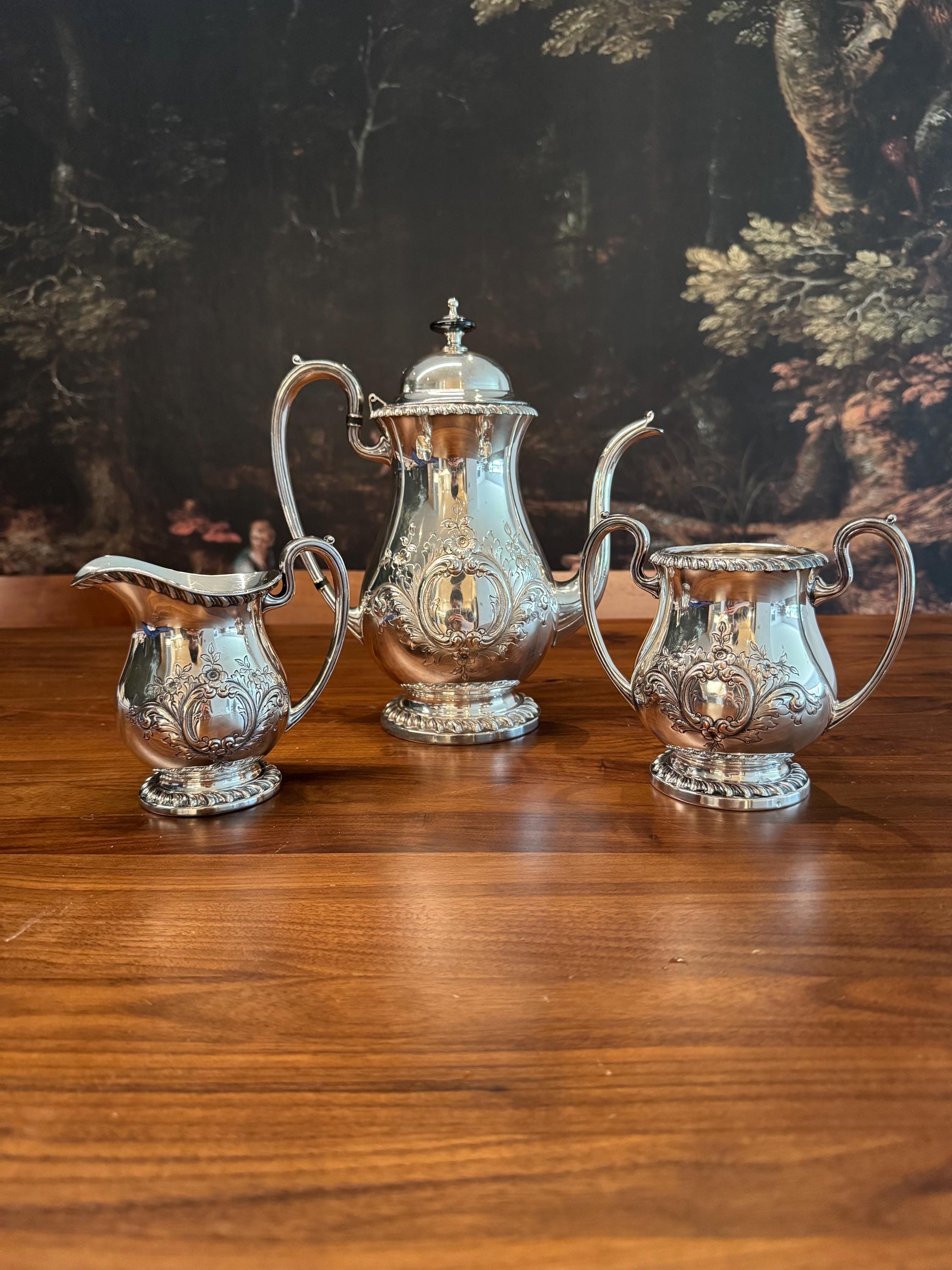 Antique Crescent Silver-plate Coffee 3-Piece set [SS]