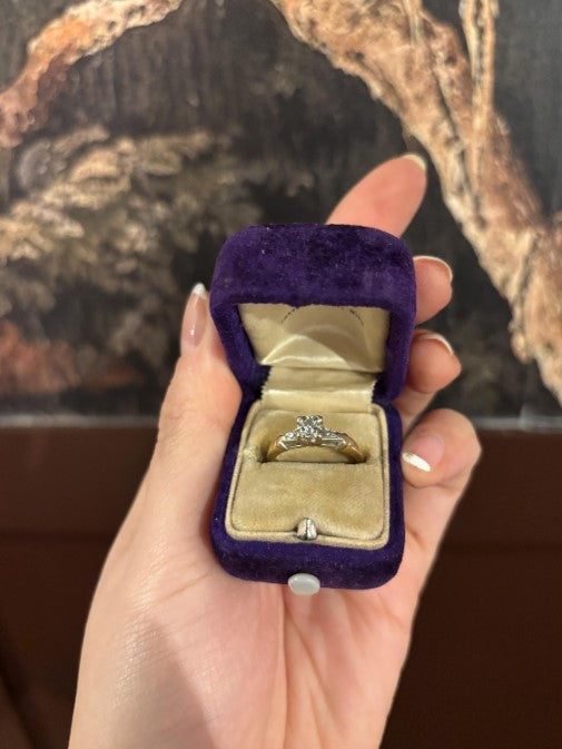 Antique 14k Gold Diamond Ring – Size 6.5 – Classic Early Engagement Style