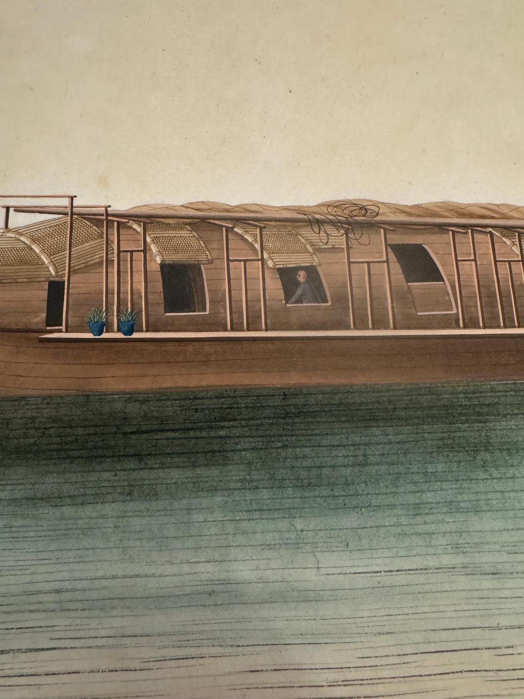 Antique 19th Century Chinese Boat Painting