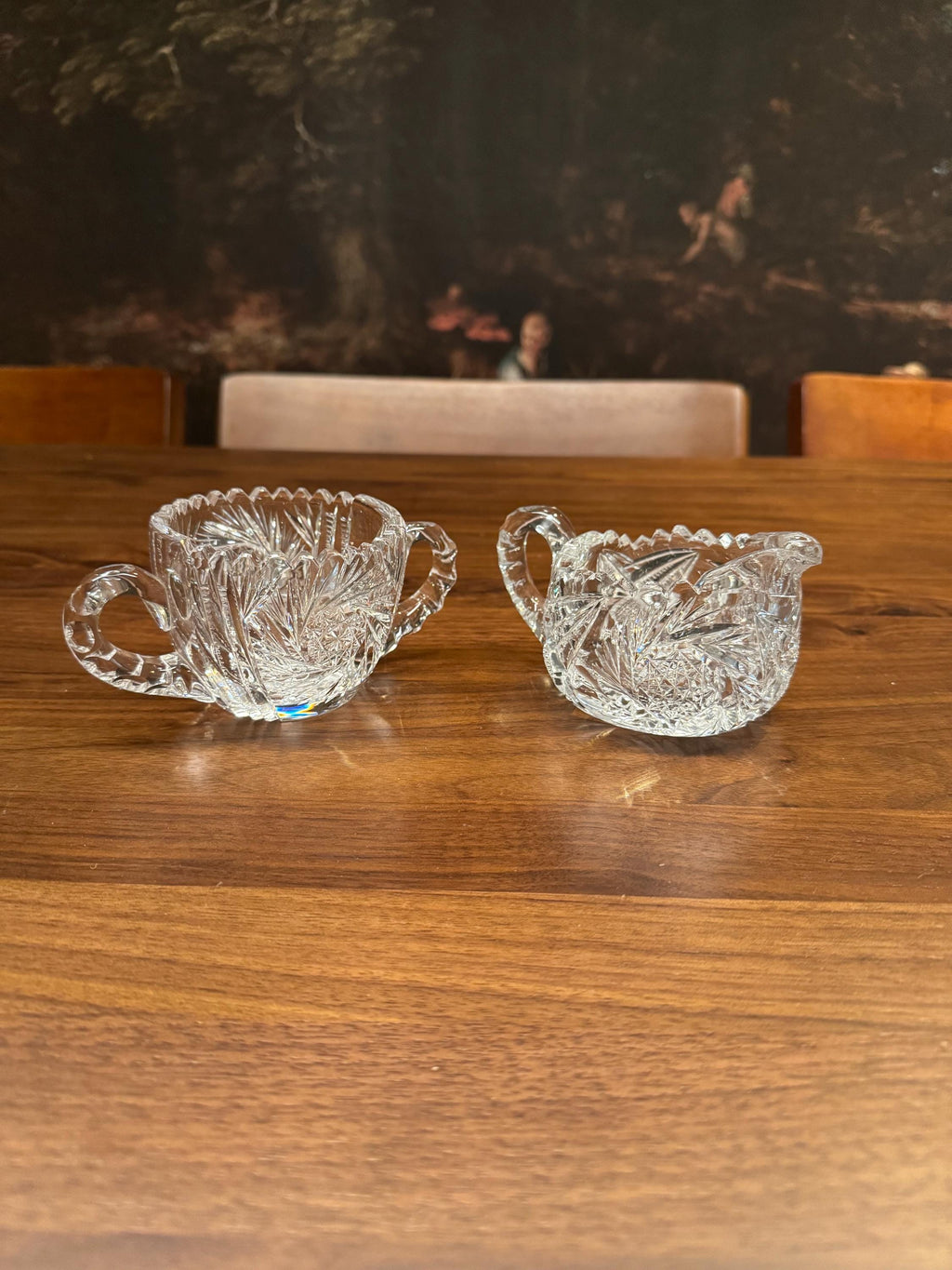 American Brilliant Period Crystal Handled Creamer