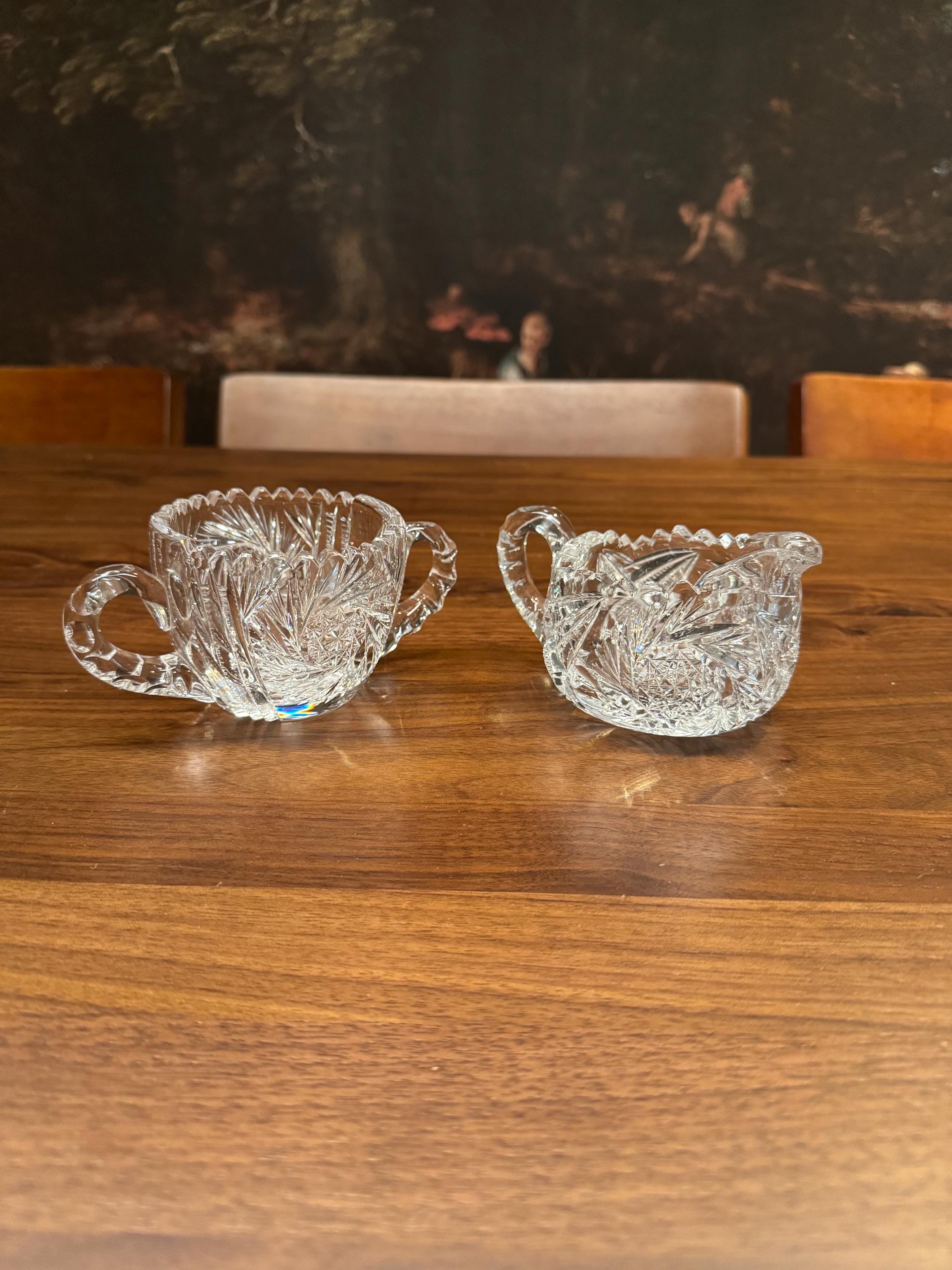 American Brilliant Period Crystal Handled Creamer