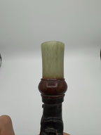 Antique Chinese Cast Iron Silk Iron with Jade and Wood Handle – Exquisite Collectible Piece [SS]