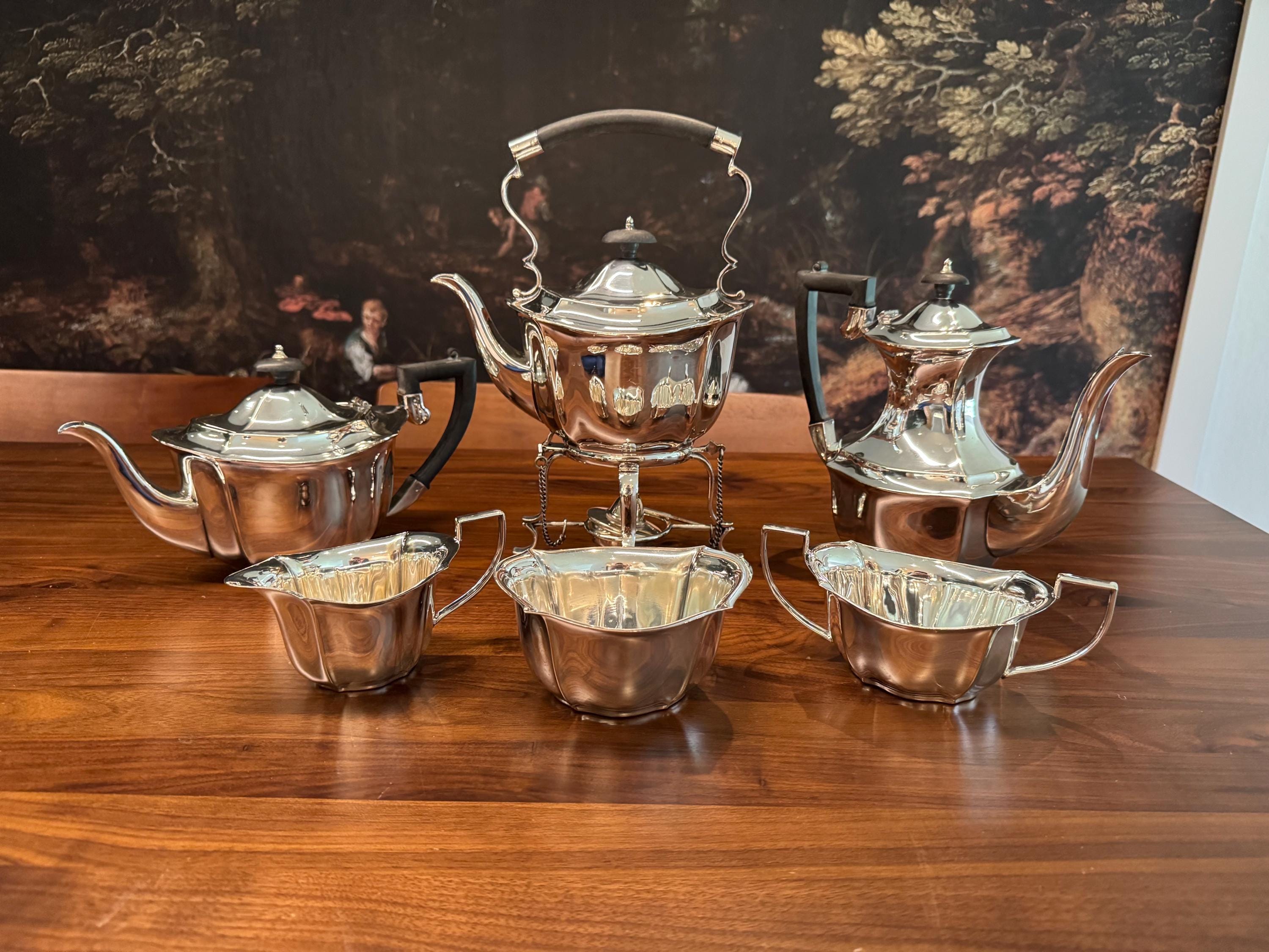 Antique English Silver Plate Coffee & Tea Service - 6 Piece Set, #02007  [SS]