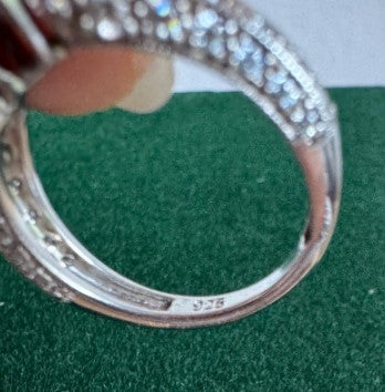 Art Deco Inspired Moissanite Ring, Sterling Silver, Size 6 [CG]