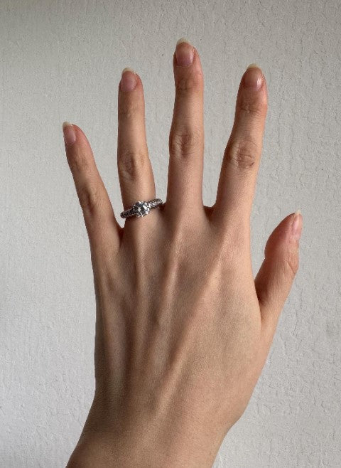 Art Deco Inspired Moissanite Ring, Sterling Silver, Size 6 [CG]