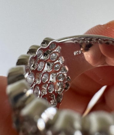 Sterling Silver Natural Zircon Half-Band Ring, Size 6.5 [CG]