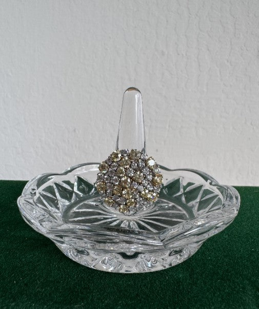 Sterling Silver Natural Zircon Cluster Cocktail Ring, Clear & Yellow Zircon, Size 6 [CG]