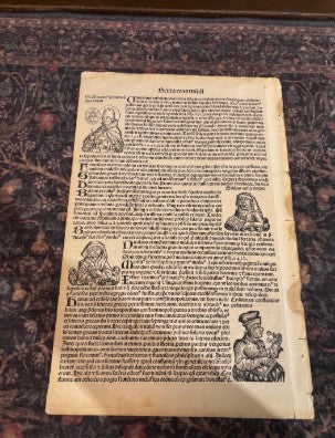 1493 Nuremberg Chronicle Leaf, Latin Edition, Framed Incunabula Page, Sexta Etas Mundi, 15th Century Book Page [ST]